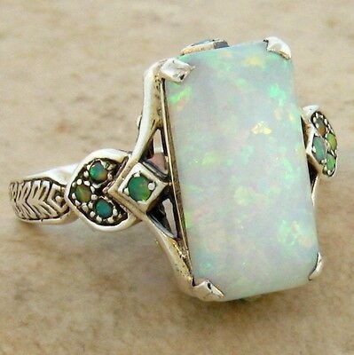 Weißer Opal Ring In Antiksilber Für Damen Brautschmuck_voghion.com
