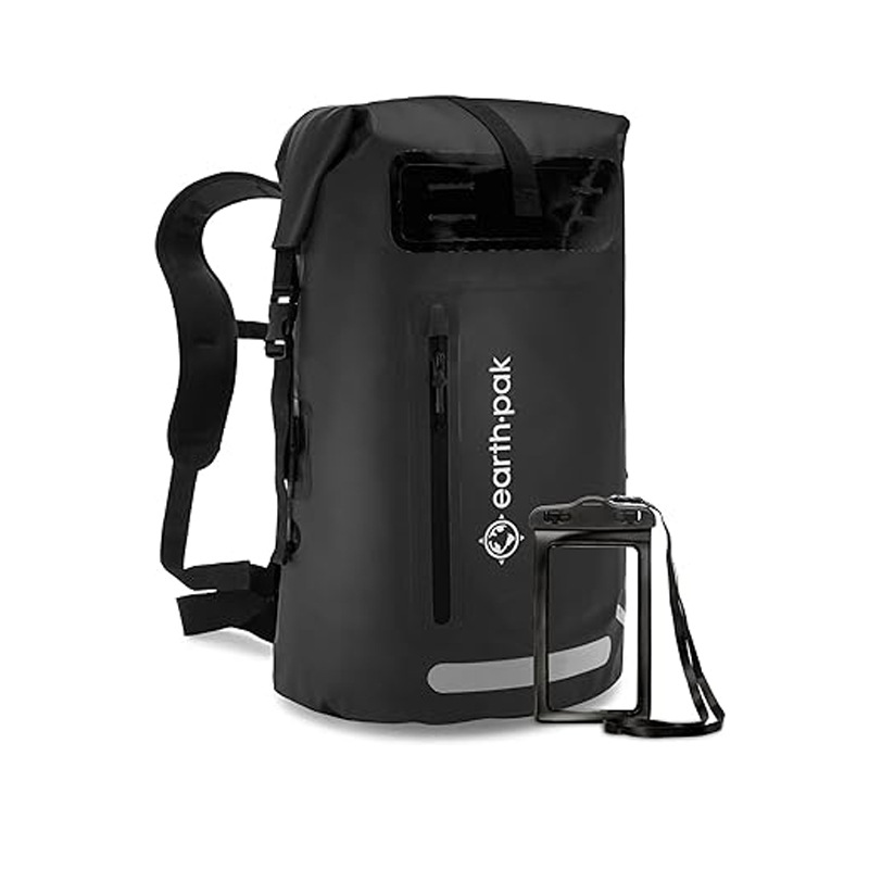 Mochila impermeable personalizada para montañismo al aire libre de PVC, mochila impermeable ligera de gran capacidad estilo camping con almacenamiento húmedo y seco