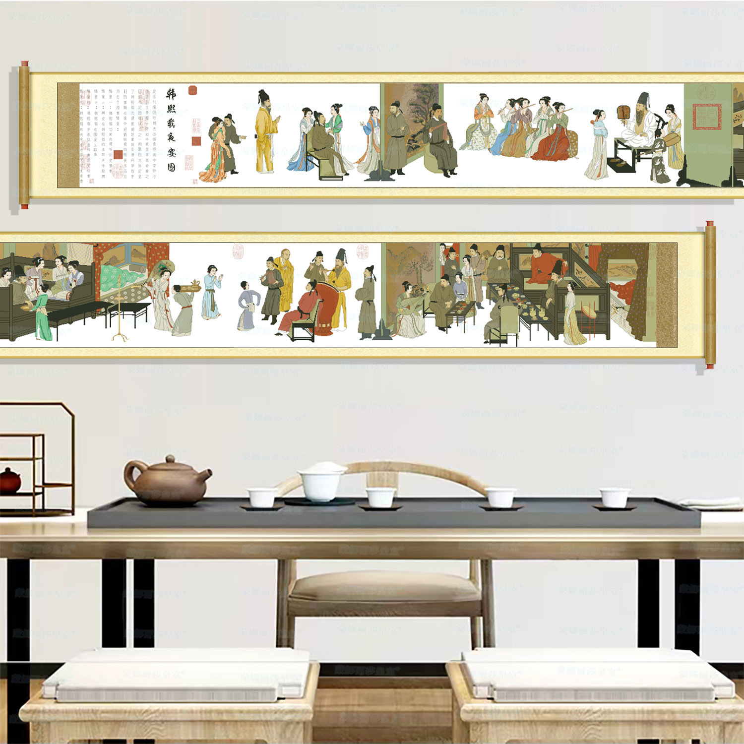 Monalisa Royal punto de cruz Han Xizai noche banquete imagen nuevo estilo elegante sala de estar entrada famosa pintura decoración estilo chino image 4