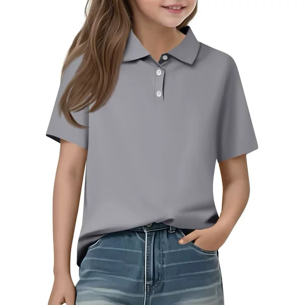2026 Cross-Border Amazon Aliexpress Kidsren's Daily Casual Short-Sleeved Solid Color Tops T-Shirts Polo Shirts