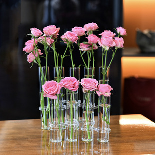 A Row of Test Tube Vases, Flowers, Green Plants, Hydroponic Glass Vases, Creative Internet Celebrity Flower Stands, Home Furnishings, Foldableable