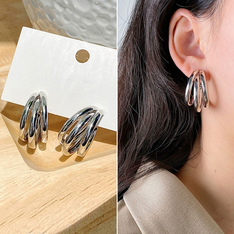 Earrings Silver 925 — Demi-season European Style, Simple Elegant Bright Design, Gold & Silver Options