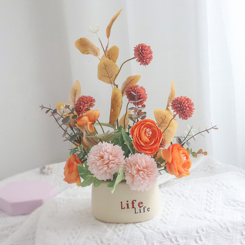 life ceramic basin one piece drop-shipping small flower fake flower pot plant simulation flower live broadcast room decoration decoration