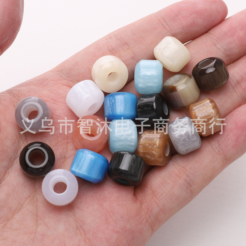 大包装树脂大孔珠仿玉石圆珠散珠DIY手工项链手链头饰串珠子配件|undefined