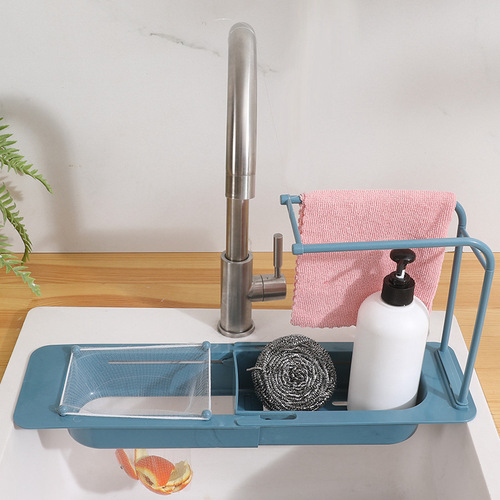Sink drain rack wholesale retractable home kitchen multifunctional sponge rag cleaning ball sink filter rack