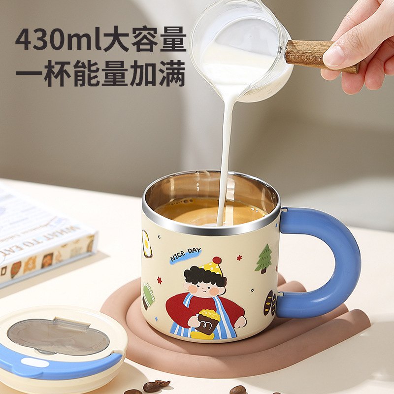 子供の漫画マグ 316 ステンレス鋼ミルクカップ二重層断熱飲料カップ食品グレードの抗火傷水カップ|undefined