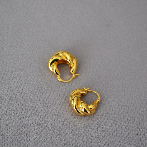 Chic and Unique Copper-Gold Plated Spiral Cable Earrings for Women