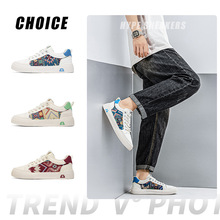 港风时尚休闲男鞋春夏季新款平底小白鞋青少年一脚蹬懒人板鞋潮鞋