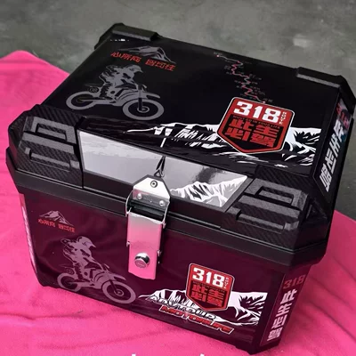 Electric car tail box – Motorcycle Trunk - red-318-58l-large-capacity-thickened-design-standard-configuration-is-top-configuration