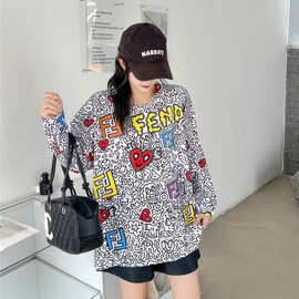 妈妈冬装打底衫遮肚子显瘦洋气加肥加大码女装2025新款字母毛衣女