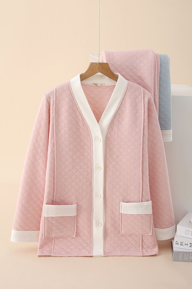 브이넥-에어 코튼-핑크