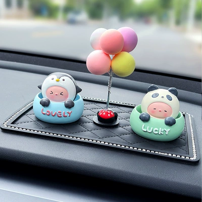 Accessories, Internet Celebrity Car Center, Car ornaments - blue-penguin-green-panda-minnie-colorful-balloon-ornaments-small-diamond-cushion