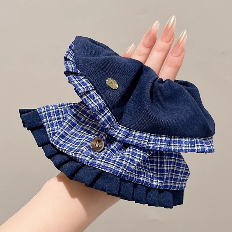 Colegio retro coreano estilo anillo de cabello de intestino grande plegado anillo de cabello de moda personalizado color contraste de flores de cabello de alta calidad