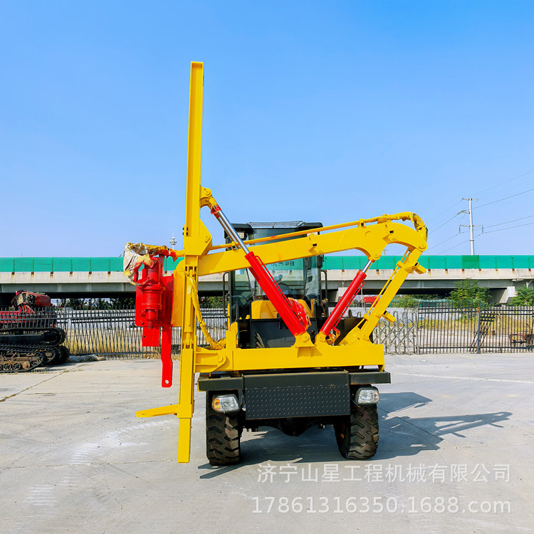 高速护栏打桩机  野外公路护栏打拔钻一体机 柴油动力液压传动