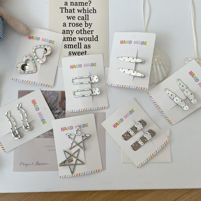 Colorful Wave Dot Metal Hairpin Women's Fragmented Hair Edge Clip Sweet Cool Girl's Duckbill Clip Instagram Style Hairpin Headwear Colorful Wave Dot Metal Hairpin Women's Fragmented Hair Edge Clip Sweet Cool Girl's Duckbill Clip Instagram Style Hairpin Headwear