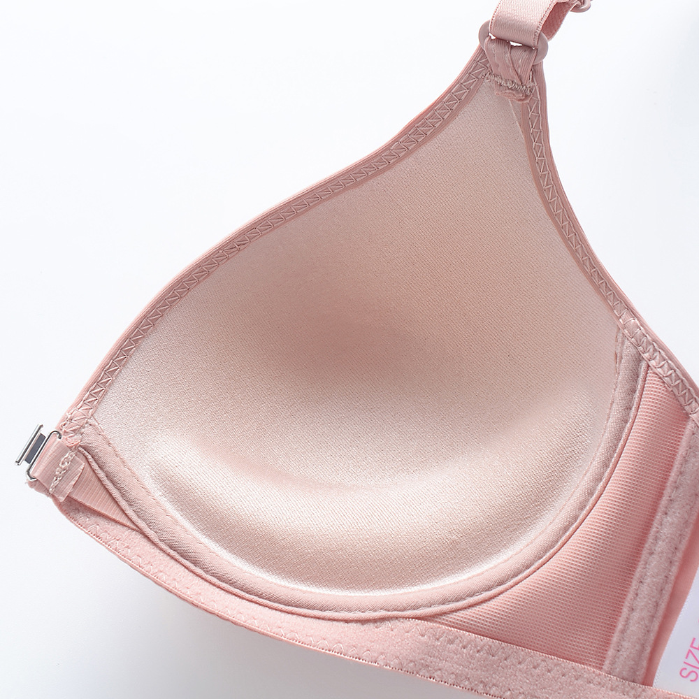 El comercio exterior transfronterizo brillante botón frontal inalámbrico sujetador sin costuras de mediana edad y ancianos ajustable delgada Copa superior ropa interior de apoyo para las mujeres