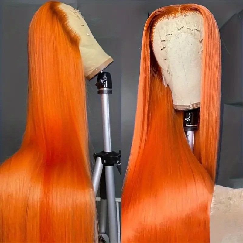 European American Style Long Straight Hair Wig Full Head with Lace Detailing Center Parted Synthetic Clip-in Fashion Highlighted_voghion.com