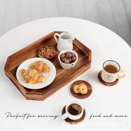 创意木质餐盘实木水果咖啡厅点心甜品盘桌面餐盘自助托盘服务盘