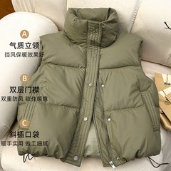卸売りの小さい女の子の綿服の馬甲と春秋のシンプルでゆったりした洋風のコートは厚い純色の袖なしの肩の女性を厚くします。