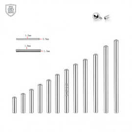 F136钛内螺纹双头直杆舌钉耳桥替换杆唇钉鼻钉杆人体穿刺饰品配件