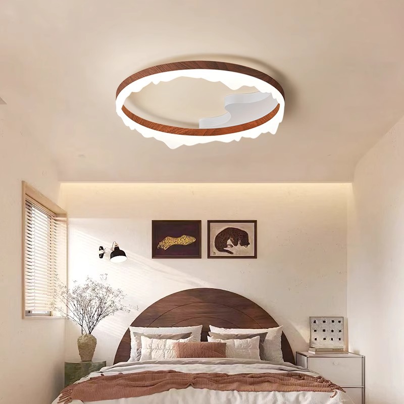 [Selección estricta] lámpara de techo de espectro completo protección ocular moderna simple color nuez creativo iceberg lámparas de habitación principal