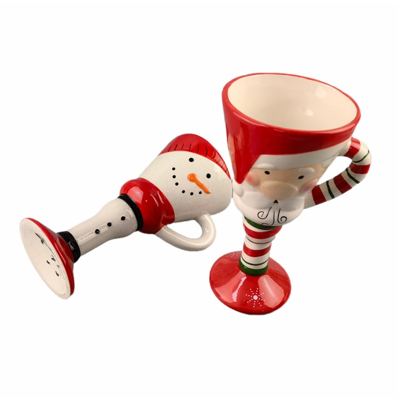 Juego de regalo de taza apilada de Navidad Juego de tres piezas en relieve Muñeco de nieve taza apilada Copa de mousse de marido Taza de café
