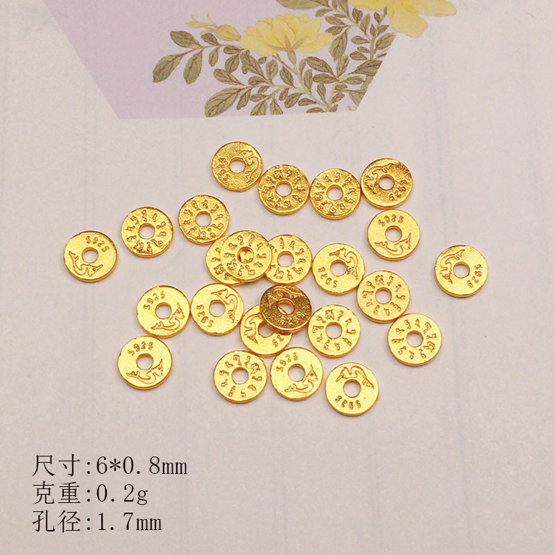 S925 Silver Inlaid Necklace Spacer Beads DIY Handmade Accessories Spacer Beads Semi-Finished Products Wholesale by the Gram