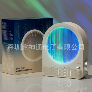 新品AJ350B光幕灯夜灯时钟双闹钟自然声光纤红日唤醒灯护眼床头灯-阿里巴巴