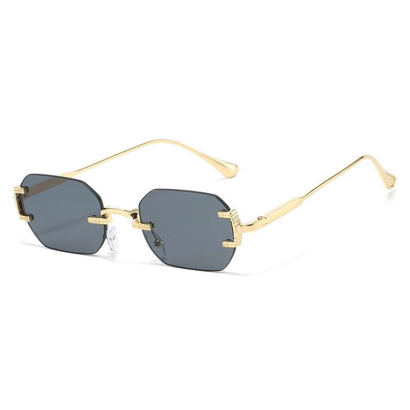 25年新款个性多边形无框太阳镜男女士百搭金属小框眼镜sunglasses|undefined