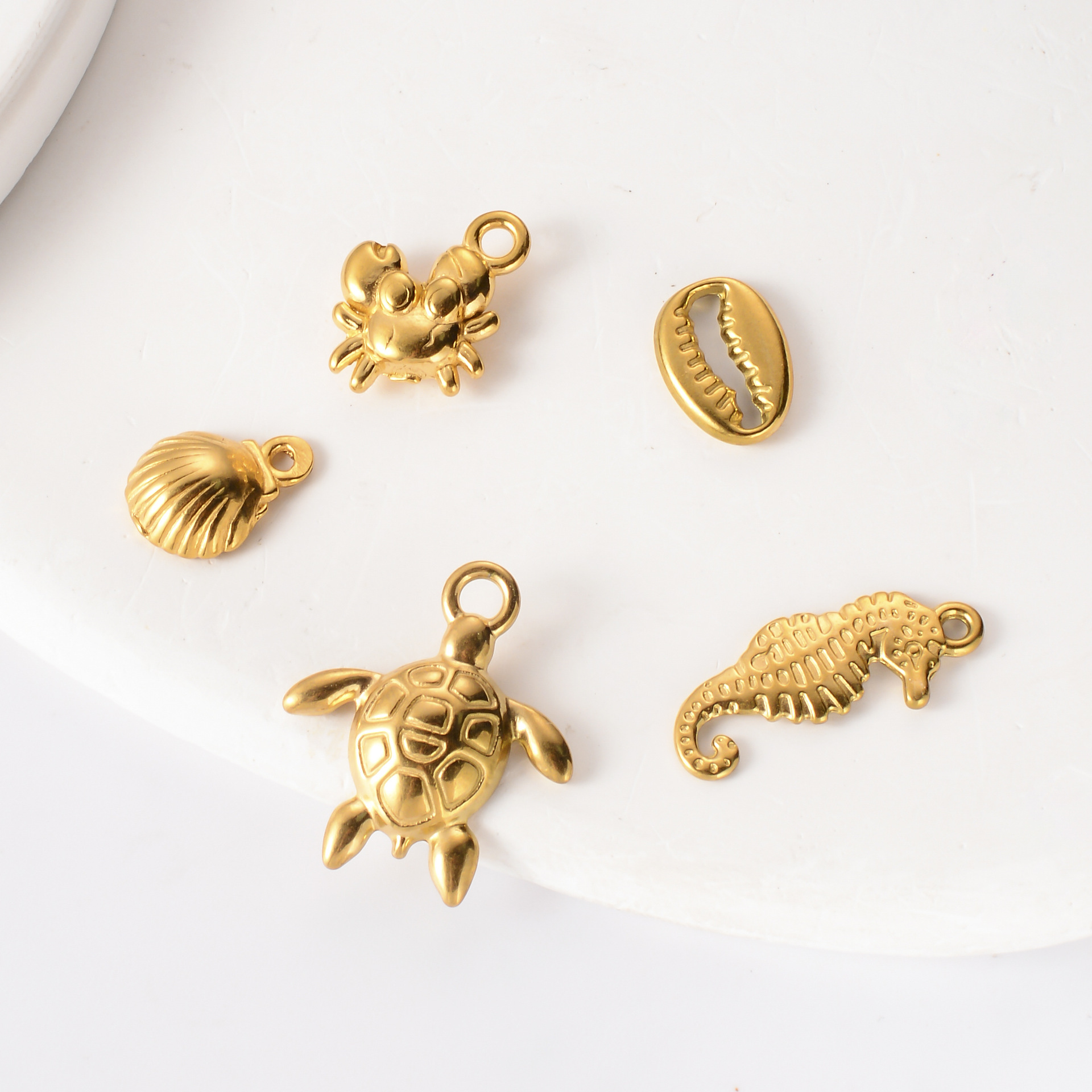 DIY Jewelry Accessories Classification 1 Piece 304 Stainless Steel Tortoise Hippocampus Shell Pendant
