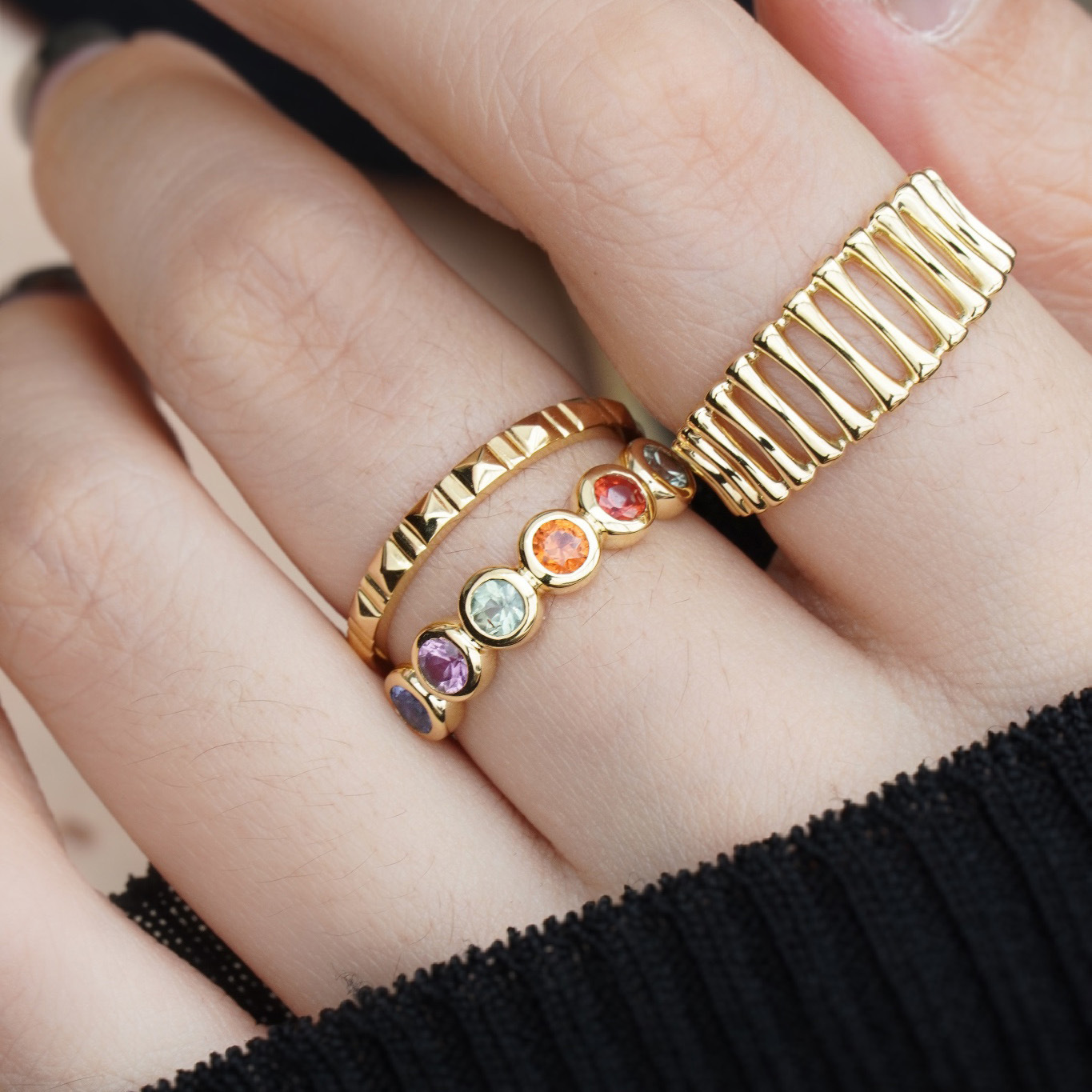 Fashion Round Sterling Silver Plating Zircon Rings