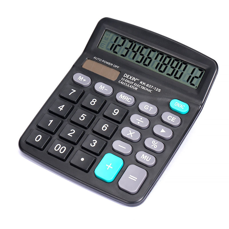 Fábrica de fuente 837 calculadora de doble fuente de alimentación 12 bits de pantalla computadora de oficina calculadora de escritorio financiera al por mayor