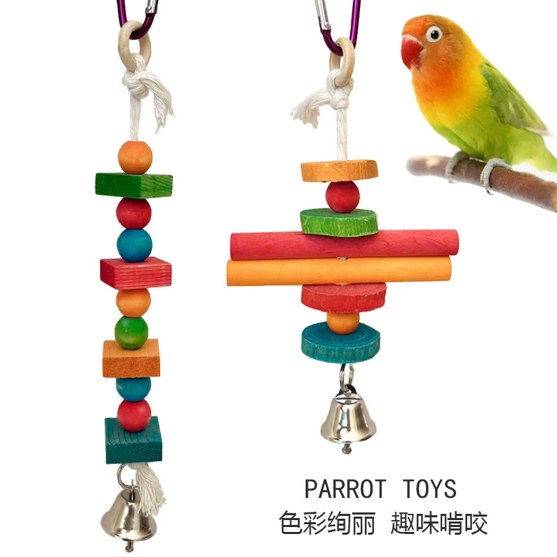 Деревянная игрушка попугая Xuanfeng Peony Bird кусает шампур из натурального материала