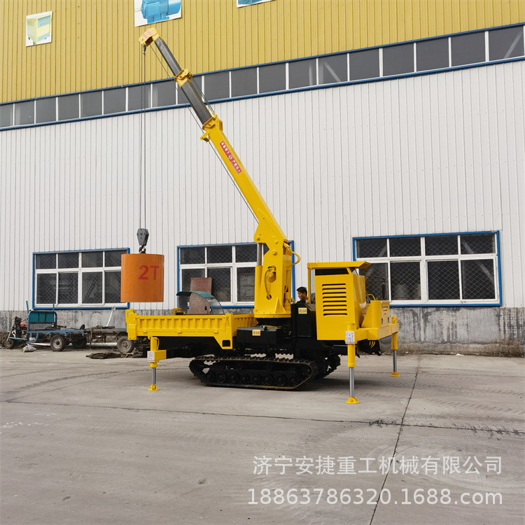 绿化树装卸履带随车吊 3吨越野运输旋转吊 小型自卸履带随车吊