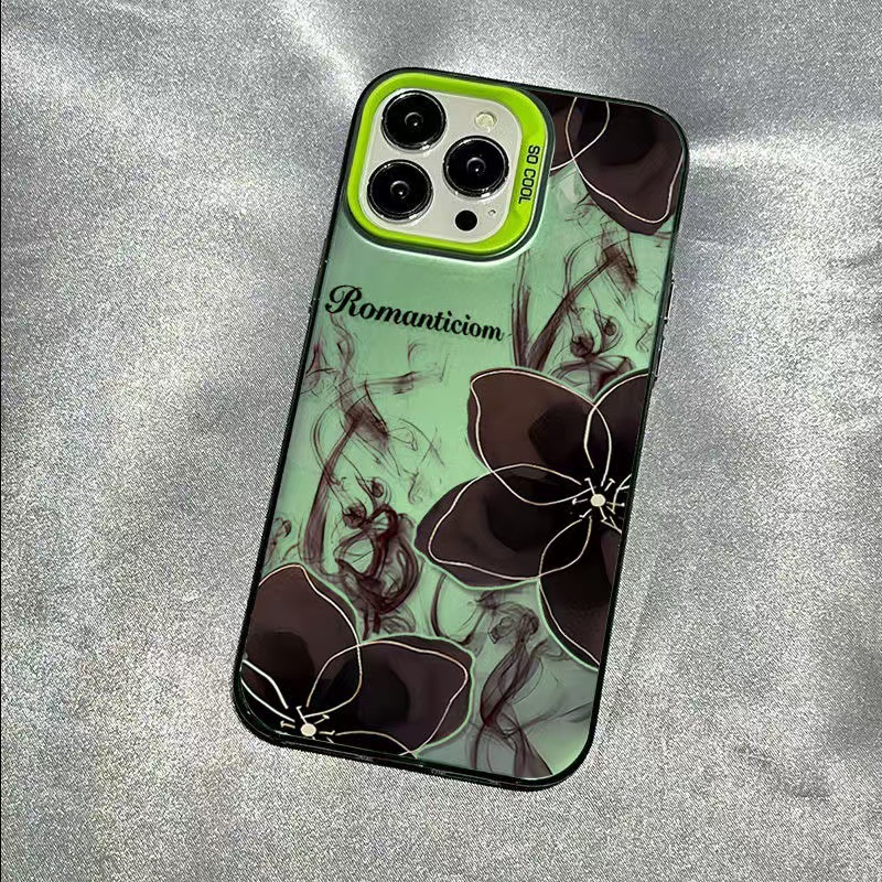 Cáscara de plata de color-verde-oro negro Camellia