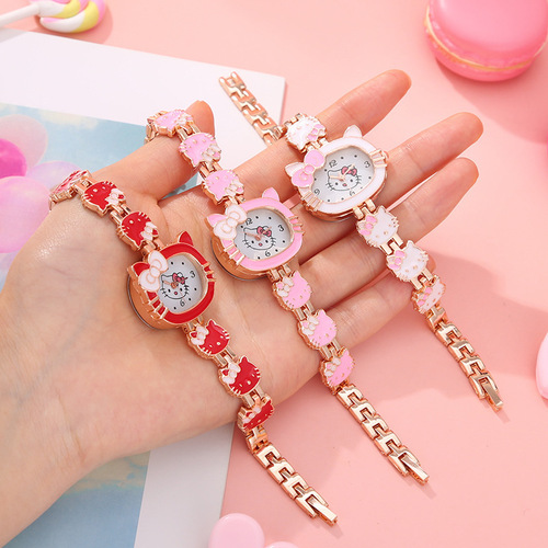 Cartoon cute Hello Kitty watch for female students to send to their besties as birthday gifts for girls and children’s watches with high-looking toys and watches