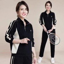 新款中老年春秋加绒卫衣休闲两件套中年妈妈秋装运动服套装女