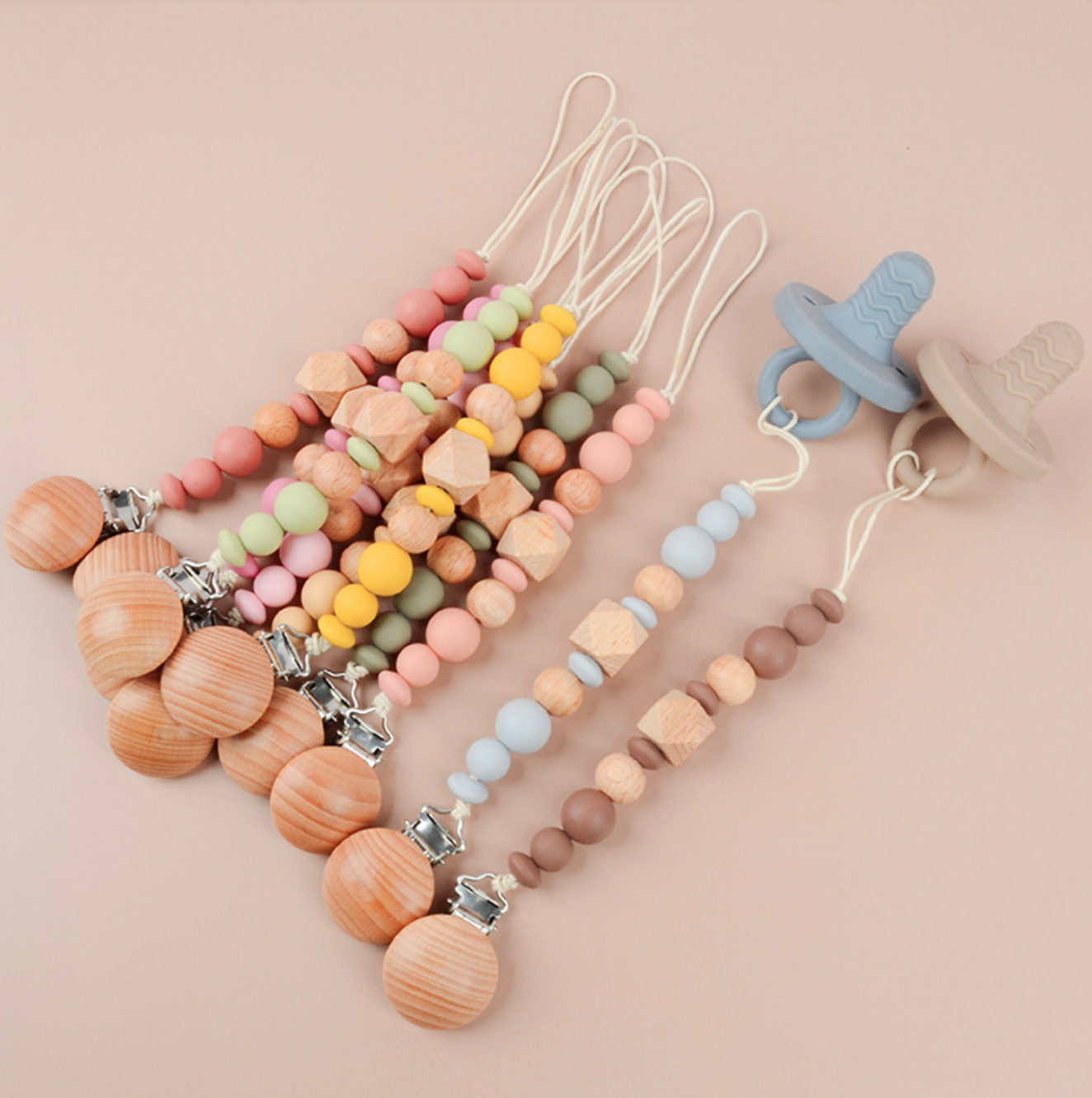 INS Wind Baby Chubby Anti-Falling Chain Octangular Cuentas Anti-Falling Chain Baby Can Bite Colgante de ganchillo