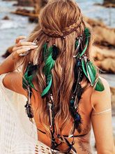 波西米亚风手工编织羽毛发带民族风印第安部落旅拍写真发饰