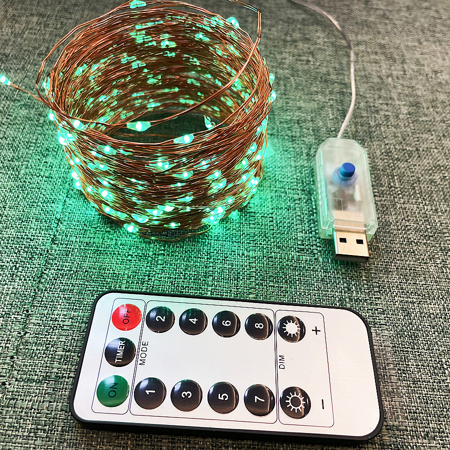 LED luces de cadena al por mayor USB control remoto luces de cadena de alambre de cobre 8 funciones luces decorativas de Navidad luces de colores