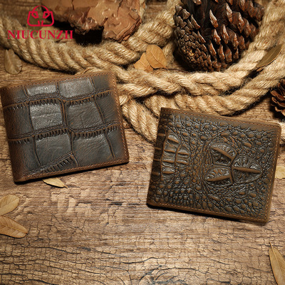 鳄鱼皮纹钱包个性男士硬汉钱包欧美鳄鱼纹男士钱夹真男人乌拉钱袋