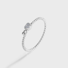 925纯银爱心戒指女 日韩网红潮ins食指戒素戒简约尾戒指环