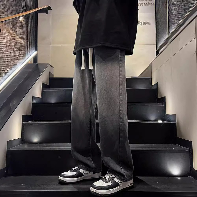 Cross-Border Vintage-Style Cool Long Pants for Men, New Spring and Autumn Gradient Color Straight Loose Casual Jeans for Men