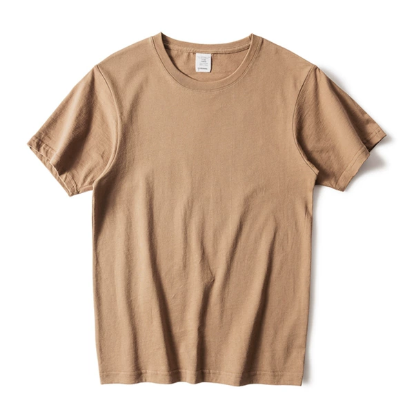 Khaki crew neck short sleeve cotton