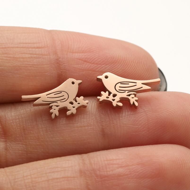 Daily Occasion 304 Stainless Steel Material PVD Coated 18K Gold Real Gold Plated Animal 304 Stainless Steel Casual Cute Waterproof Non Tarnish Ear Studs