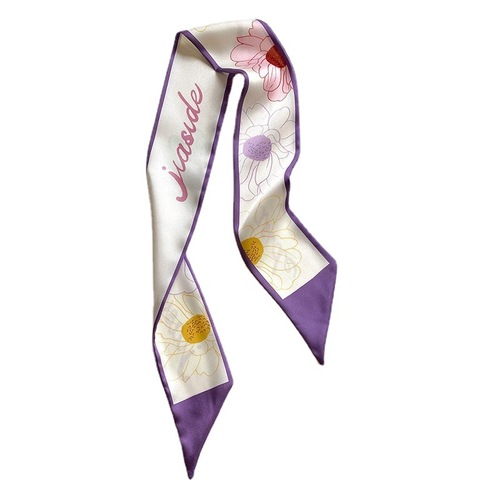 Korean romantic purple small fafa long silk scarf for women spring and summer French hairband bag super fairy ribbon streamer versatile