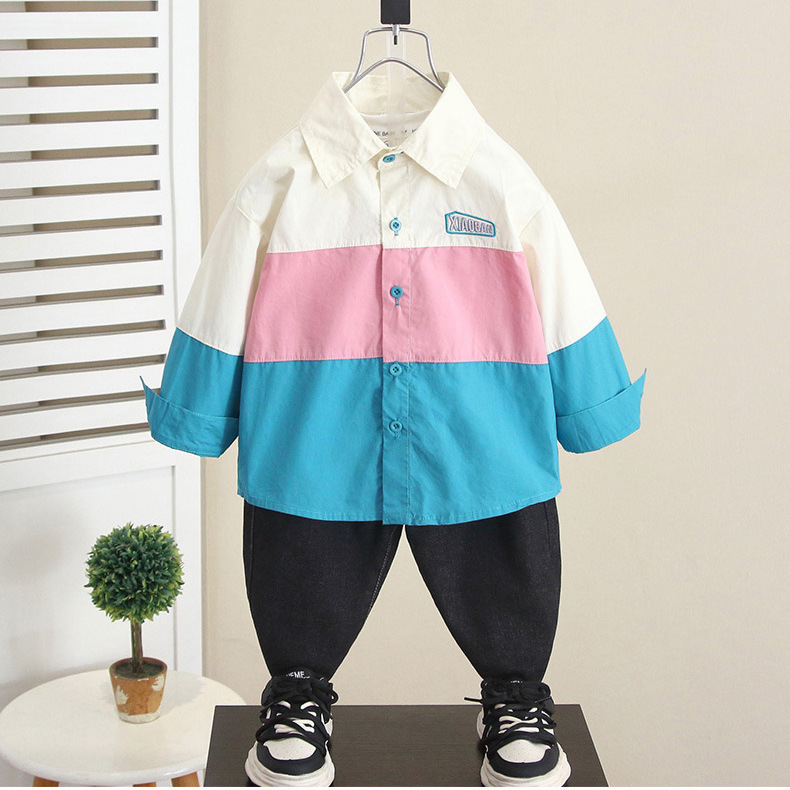 6265 Camisa de manga larga para niños Primavera y otoño 2025 Nuevo estilo Bebé guapo Ropa de otoño Camisa casual Camisa de otoño para niños