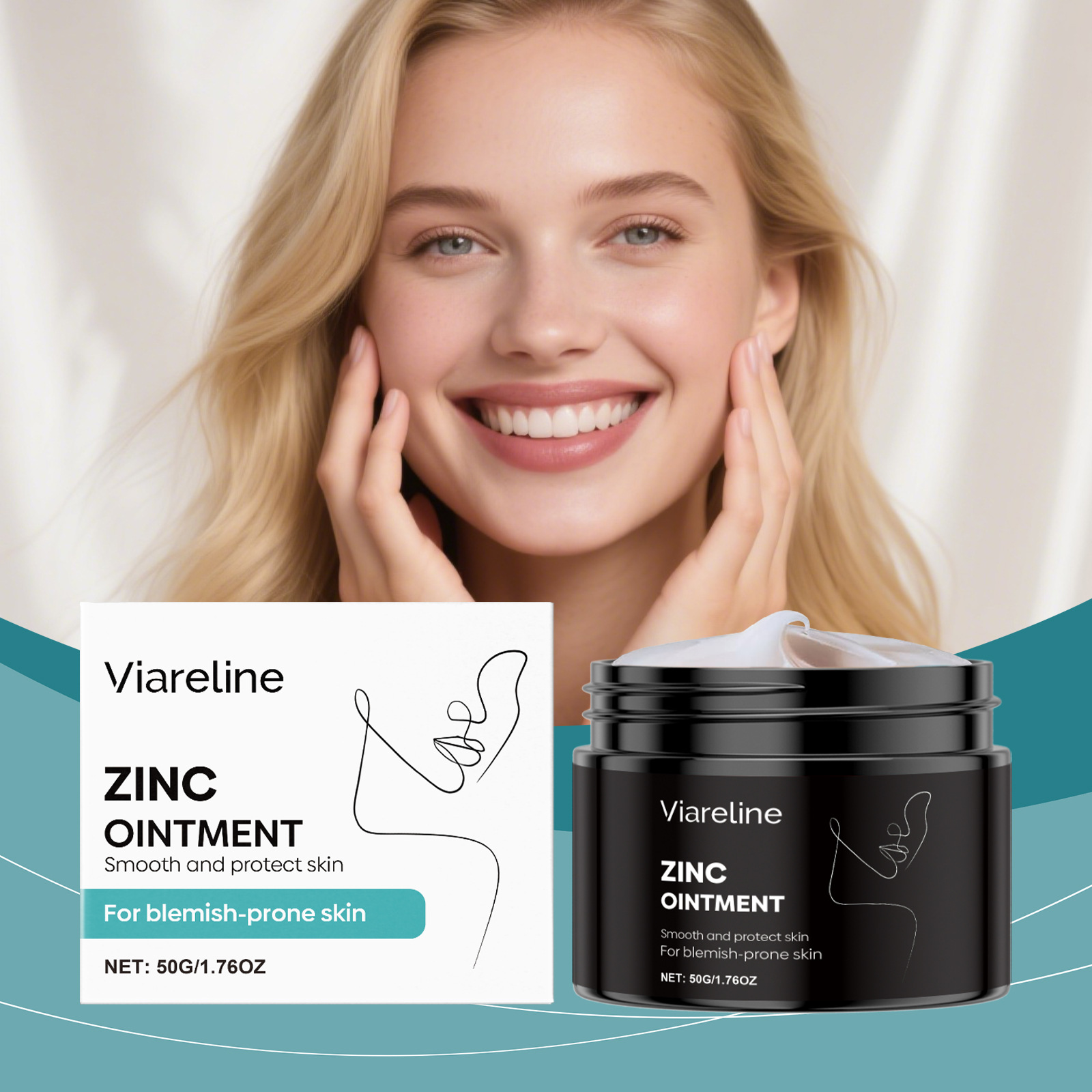 Viareline Acne Treatment Cream Refreshing Oil Control Plaid Nourishing Daily Cleansing Face for Acne Skin