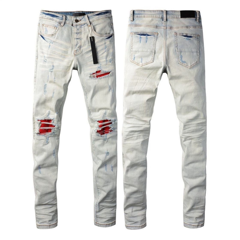 Street Hip-Hop Designer American High Street Style Splash-Ink Retro Trendy Personality Men's Skinny Jeans Stretch Slim-Fit Pants