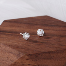 阿宝S999足缠绕珍珠耳钉清新甜美轻奢感个性百搭文艺风耳钉代发